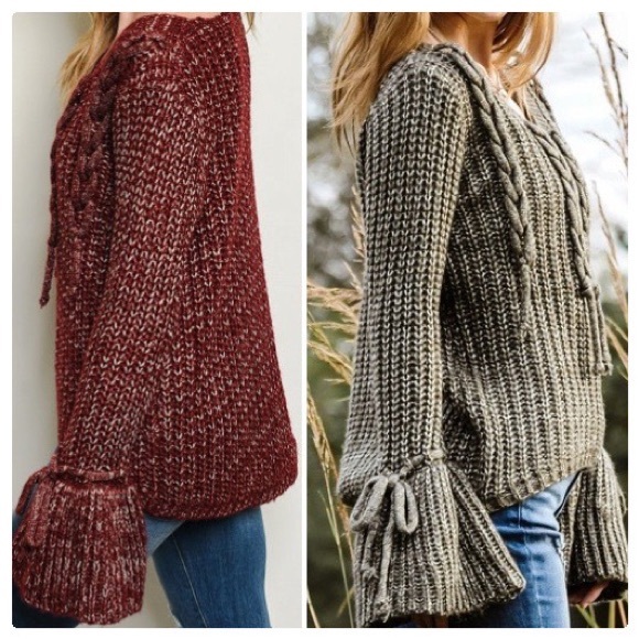 Big Bell Cuffs Burgundy Metallic Sweater - Picture 9 of 13